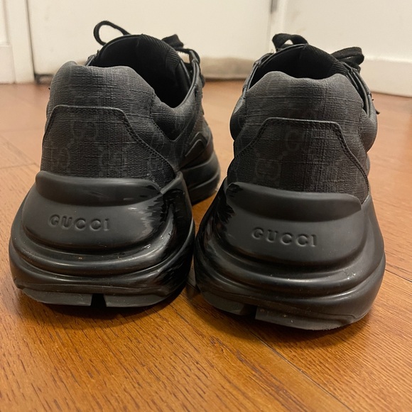 Gucci Black Rython Monogram Sneakers - Picture 3 of 6